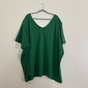 Universal Standard Kelly Green V Neck Tee Shirt Sz 4XL US 38-40 Pima Cotton